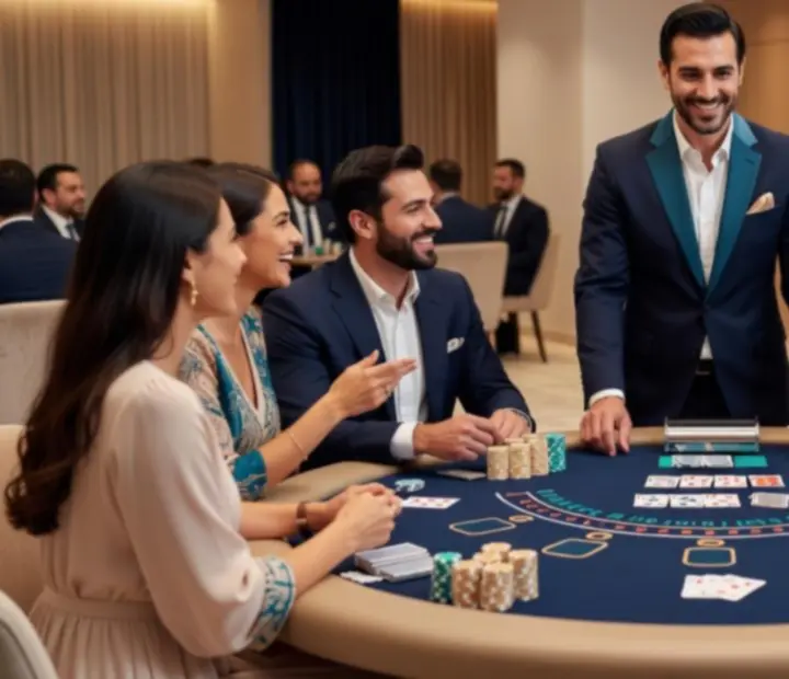 Eleganckie stoły blackjack Wonderstar s. r. o. podczas wieczornego eventu firmowego